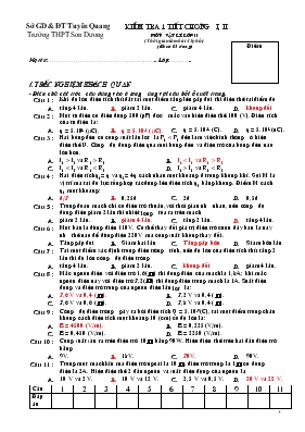 Kiểm tra 1 tiết chương I, II môn vật lí lớp 11 ( thời gian làm bài 45 phút)